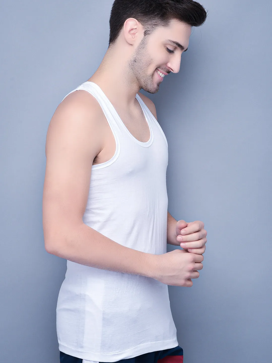 COBB MEN WHITE SOLID INNERWEAR VEST PACK OF 2