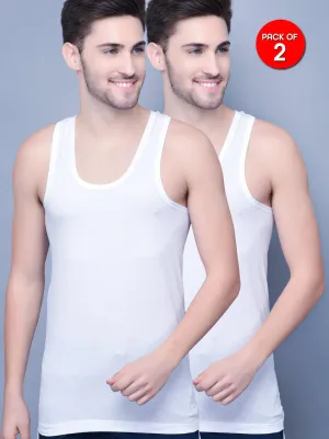 COBB MEN WHITE SOLID INNERWEAR VEST PACK OF 2