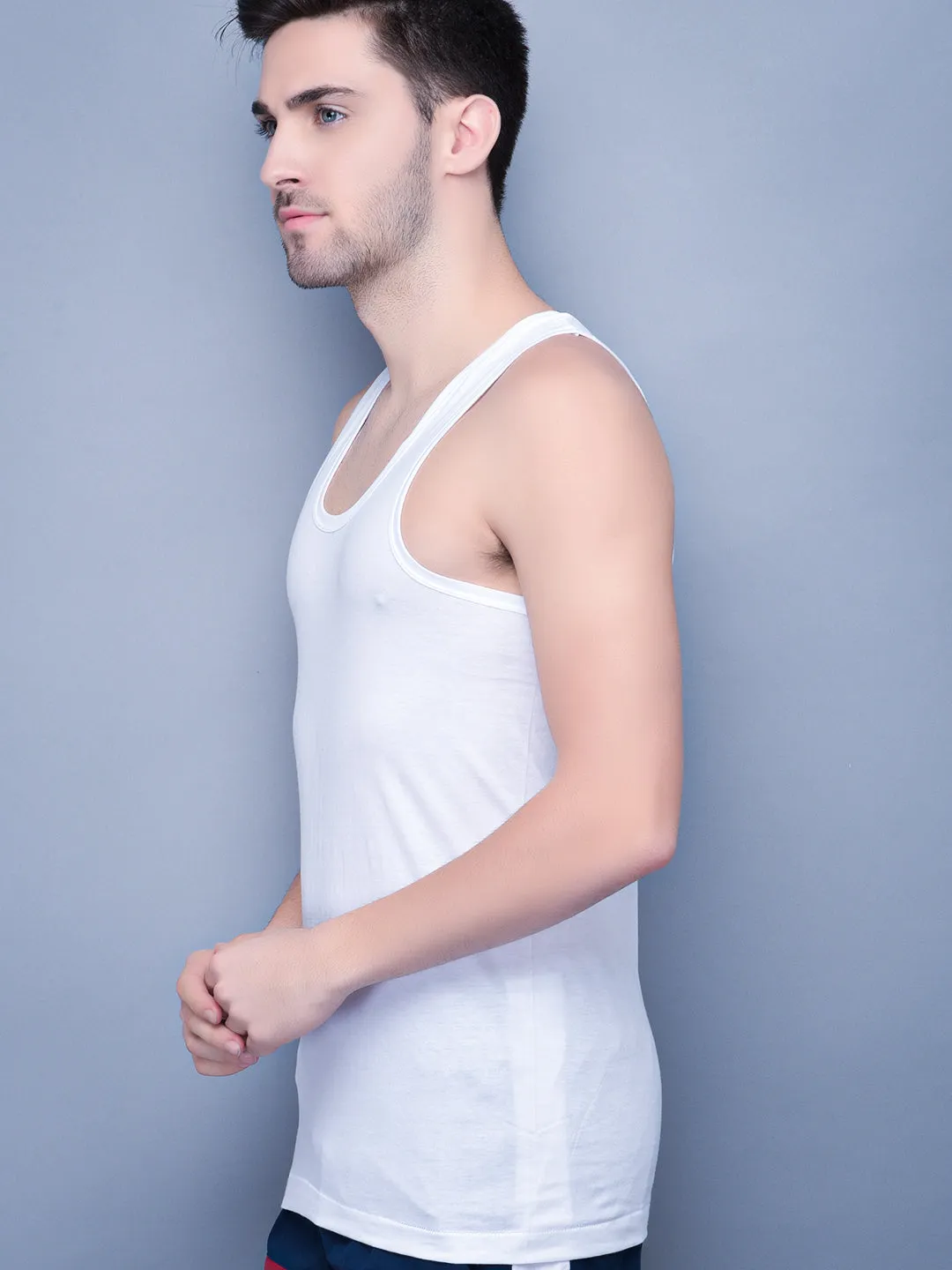 COBB MEN WHITE SOLID INNERWEAR VEST PACK OF 2