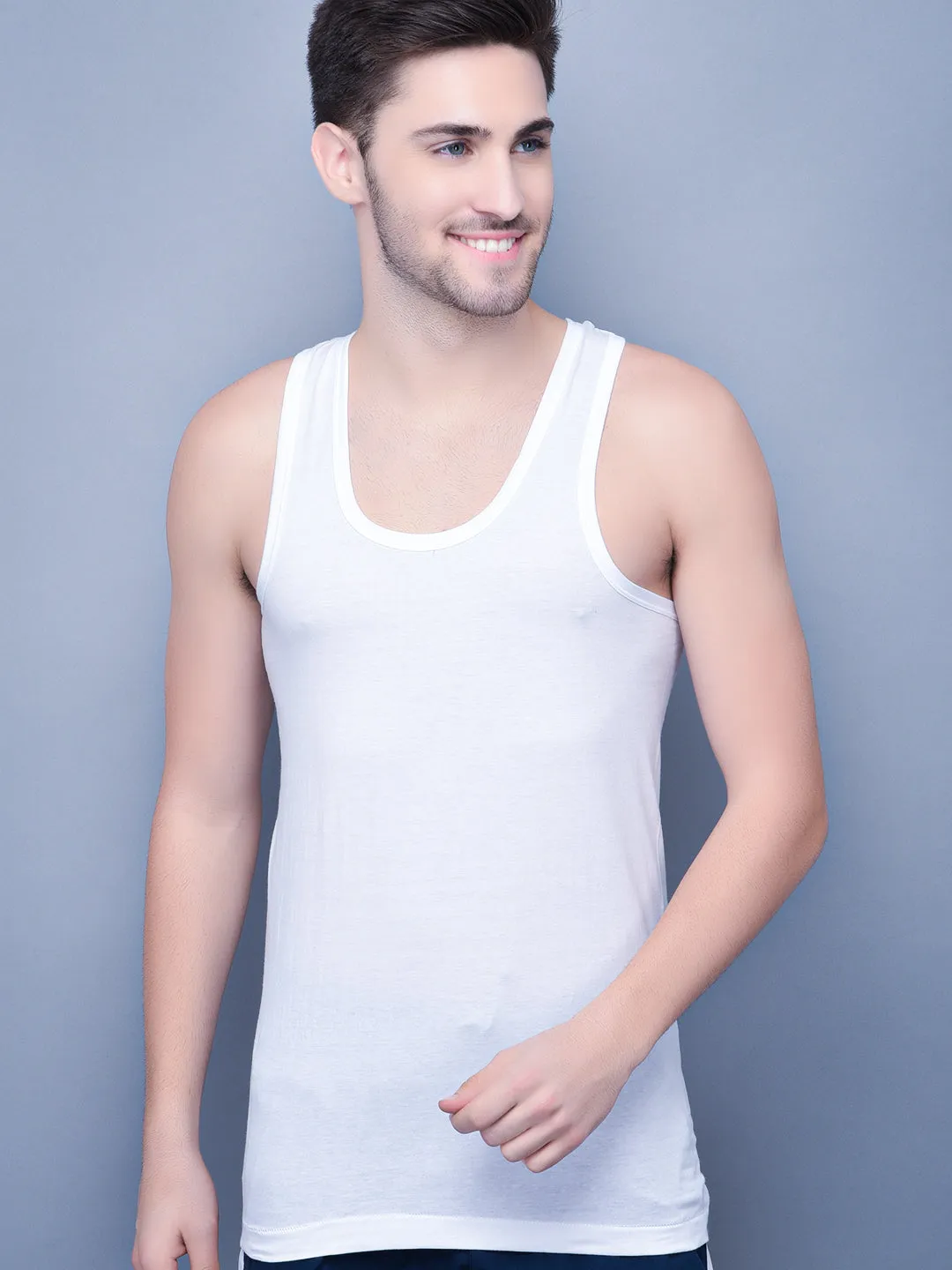 COBB MEN WHITE SOLID INNERWEAR VEST PACK OF 2