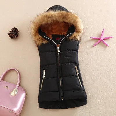 cotton vest hood patchwork cotton vest female reversible jacket women