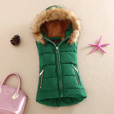 cotton vest hood patchwork cotton vest female reversible jacket women