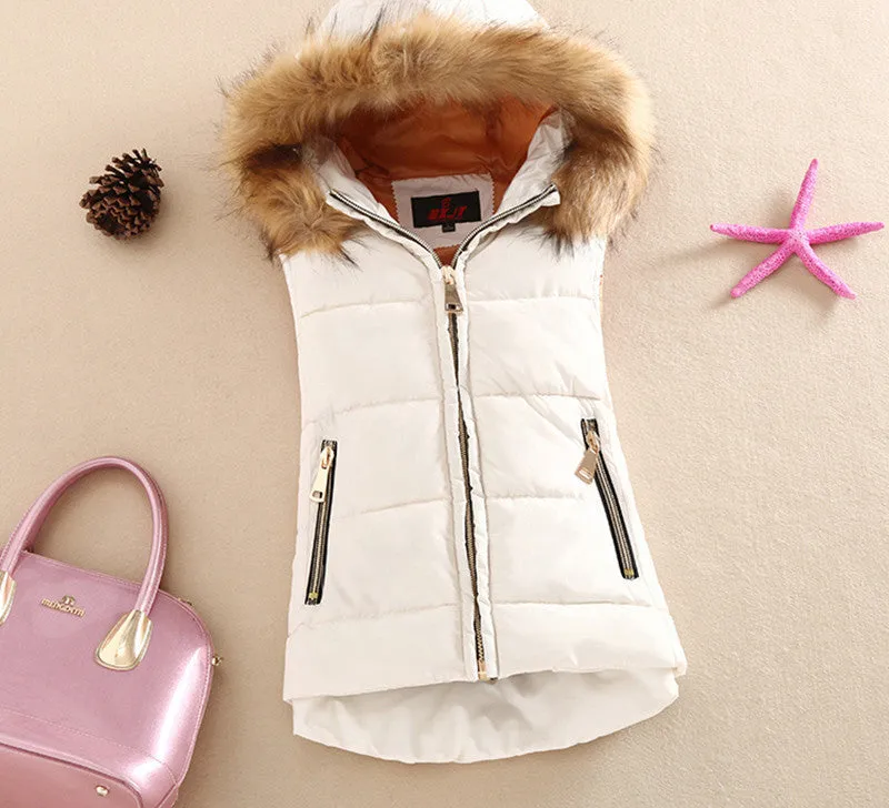 cotton vest hood patchwork cotton vest female reversible jacket women