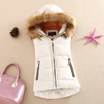 cotton vest hood patchwork cotton vest female reversible jacket women