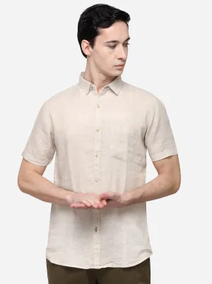 Cream Slim Fit Solid Casual Shirt | JadeBlue