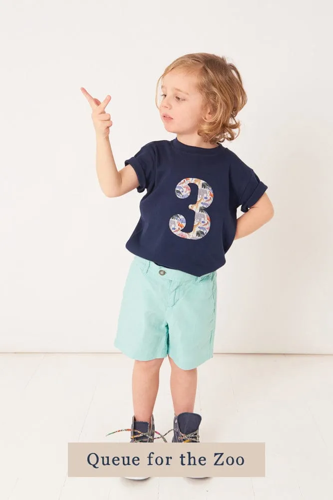Create Your Own Personalised or Number Liberty Print Navy T-Shirt