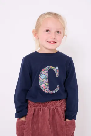Create Your Own Personalised or Number Liberty Print Navy T-Shirt