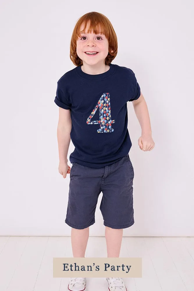 Create Your Own Personalised or Number Liberty Print Navy T-Shirt