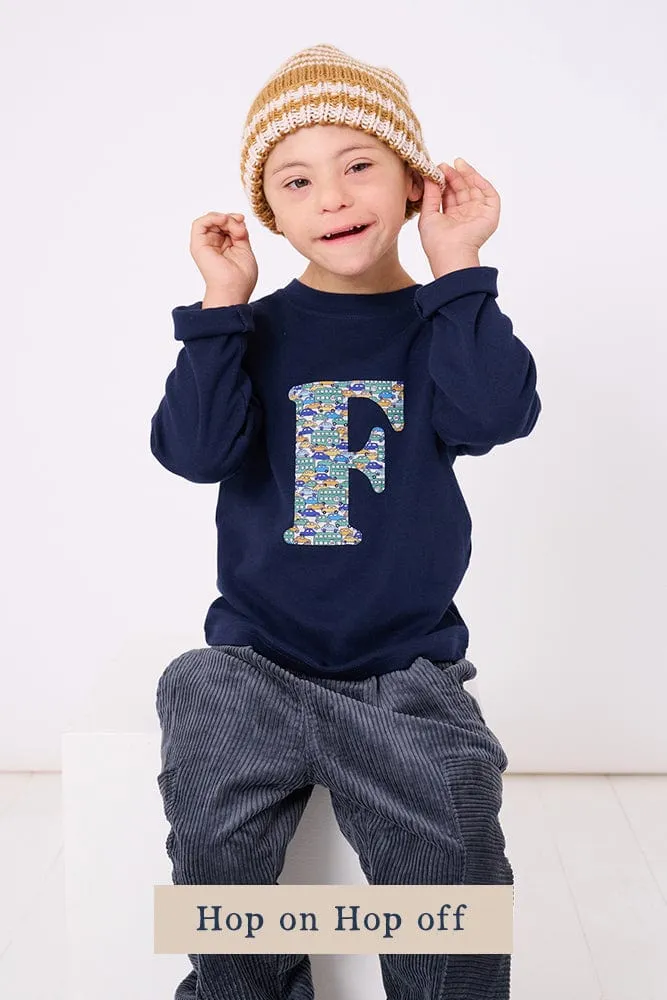 Create Your Own Personalised or Number Liberty Print Navy T-Shirt