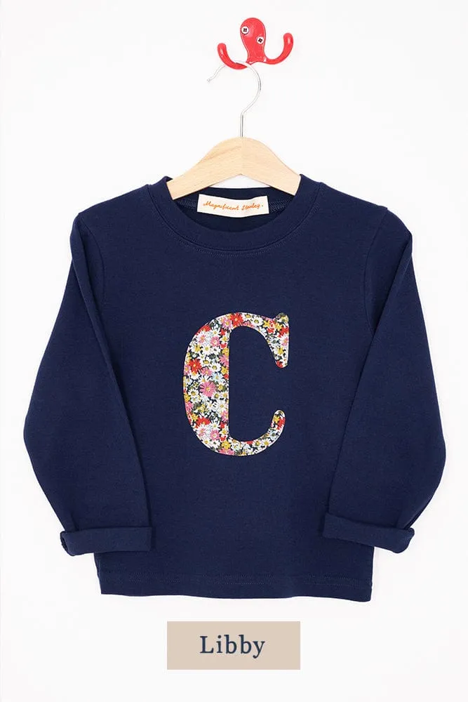 Create Your Own Personalised or Number Liberty Print Navy T-Shirt