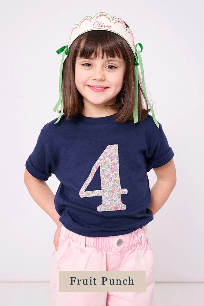 Create Your Own Personalised or Number Liberty Print Navy T-Shirt