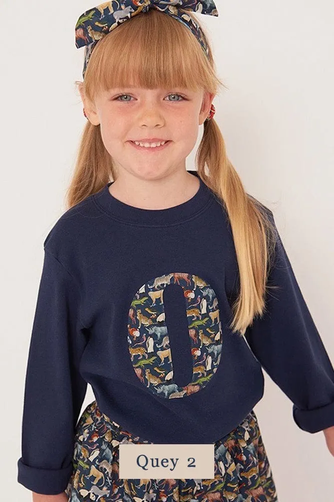 Create Your Own Personalised or Number Liberty Print Navy T-Shirt