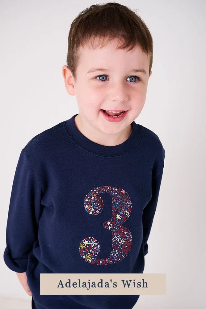 Create Your Own Personalised or Number Liberty Print Navy T-Shirt