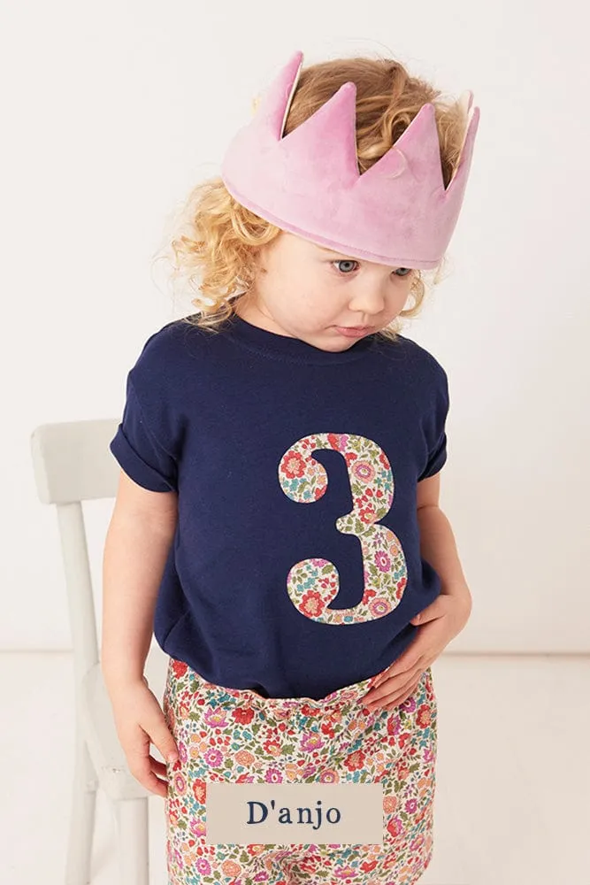 Create Your Own Personalised or Number Liberty Print Navy T-Shirt