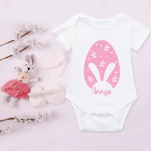 Custom Name Bunny and Egg Design Baby Easter Outfit