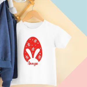 Custom Name Bunny and Egg Design Kid's Easter T-shirt
