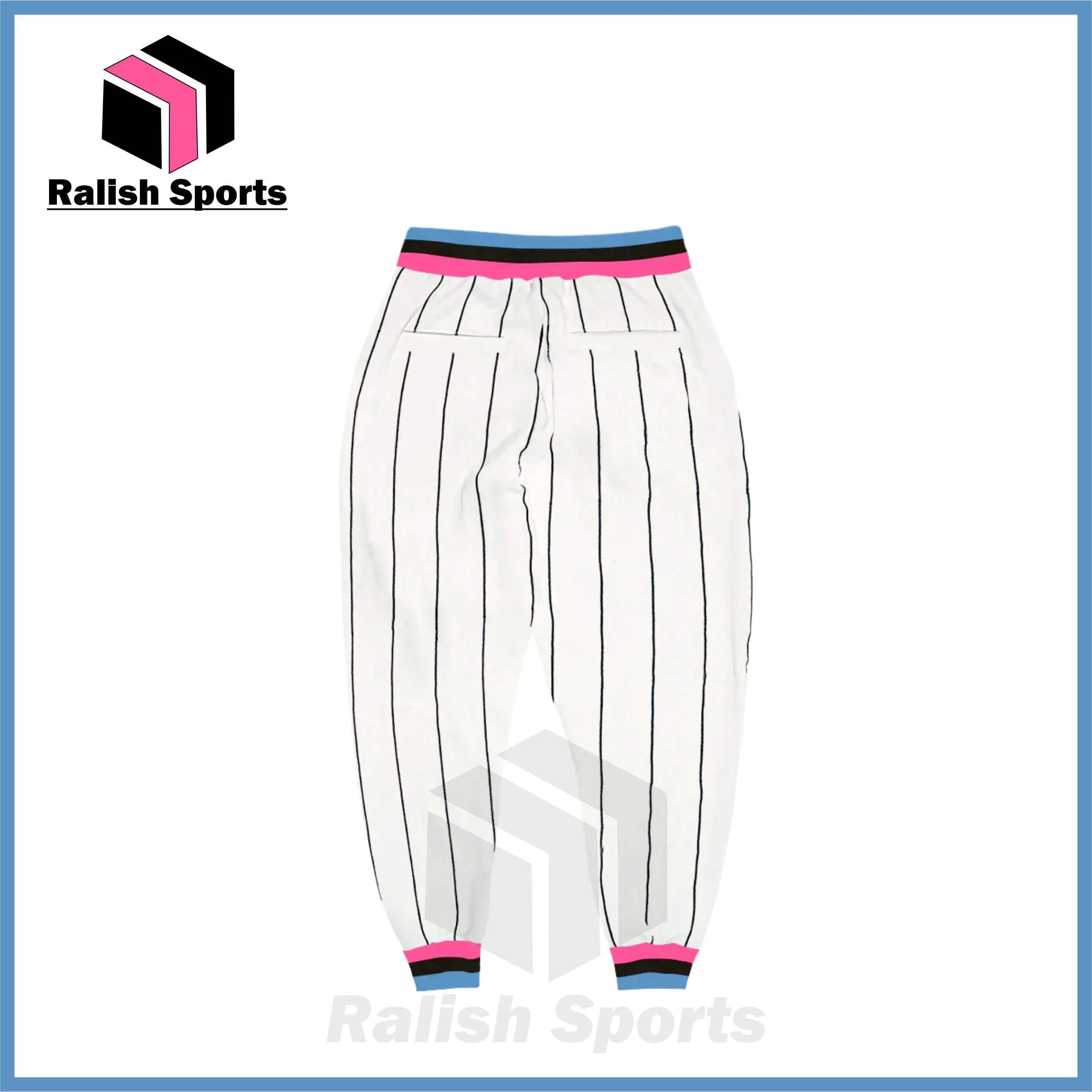 Custom White Black Pinstripe Pink-Light Blue Sports Pants
