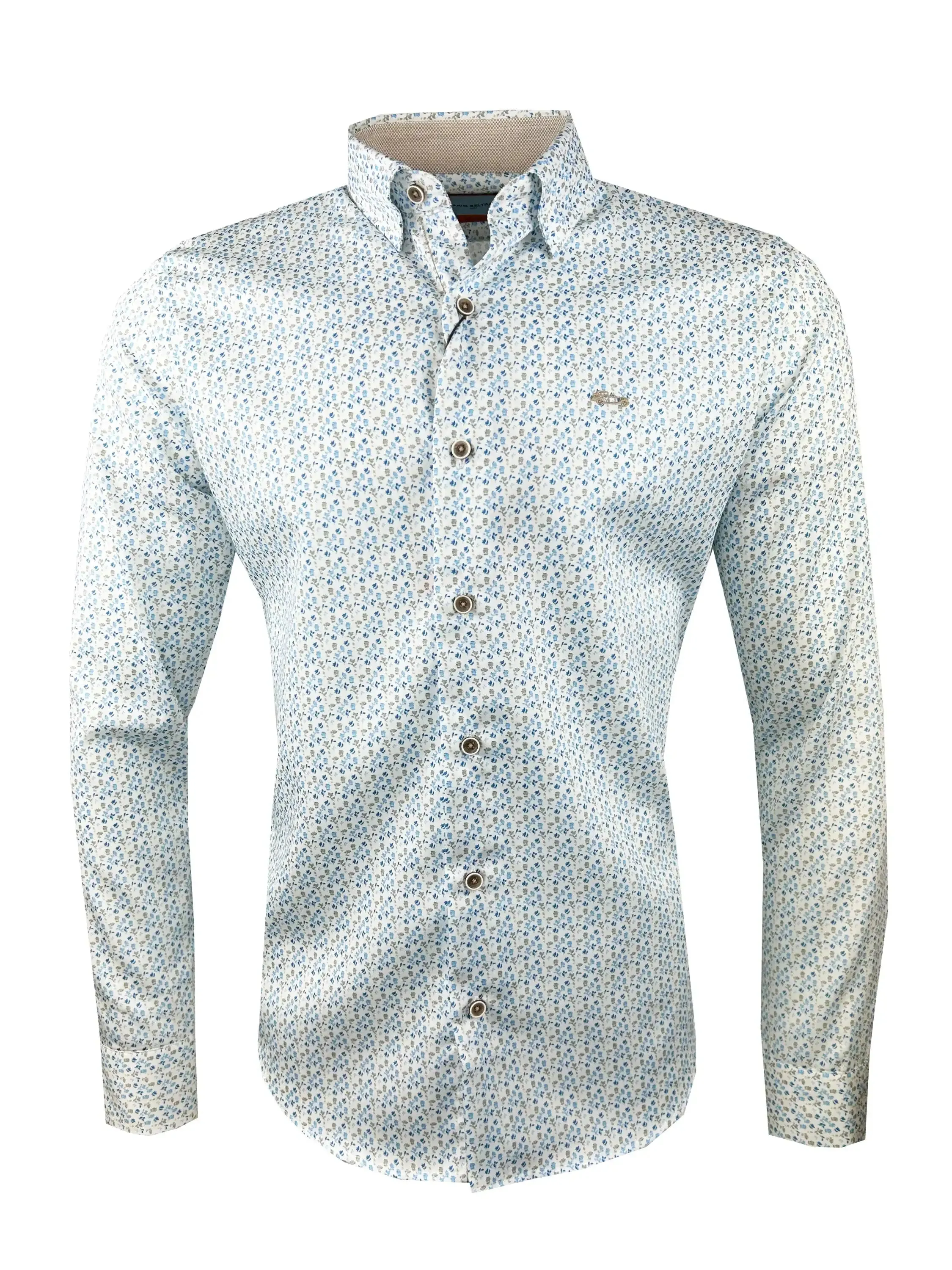 Dario Beltran Mens Durin Shirt White/Blue Floral