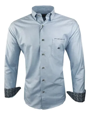 Dario Beltran Mens Long Sleeve Oxford Shirt Arcones Sky Blue