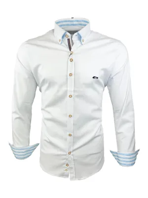 Dario Beltran Mens Long Sleeve Stretch Shirt Anover White