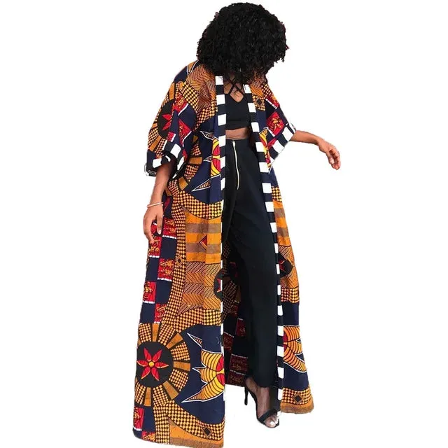 Dashiki Long Print Shirt Dress