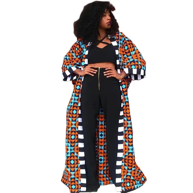 Dashiki Long Print Shirt Dress