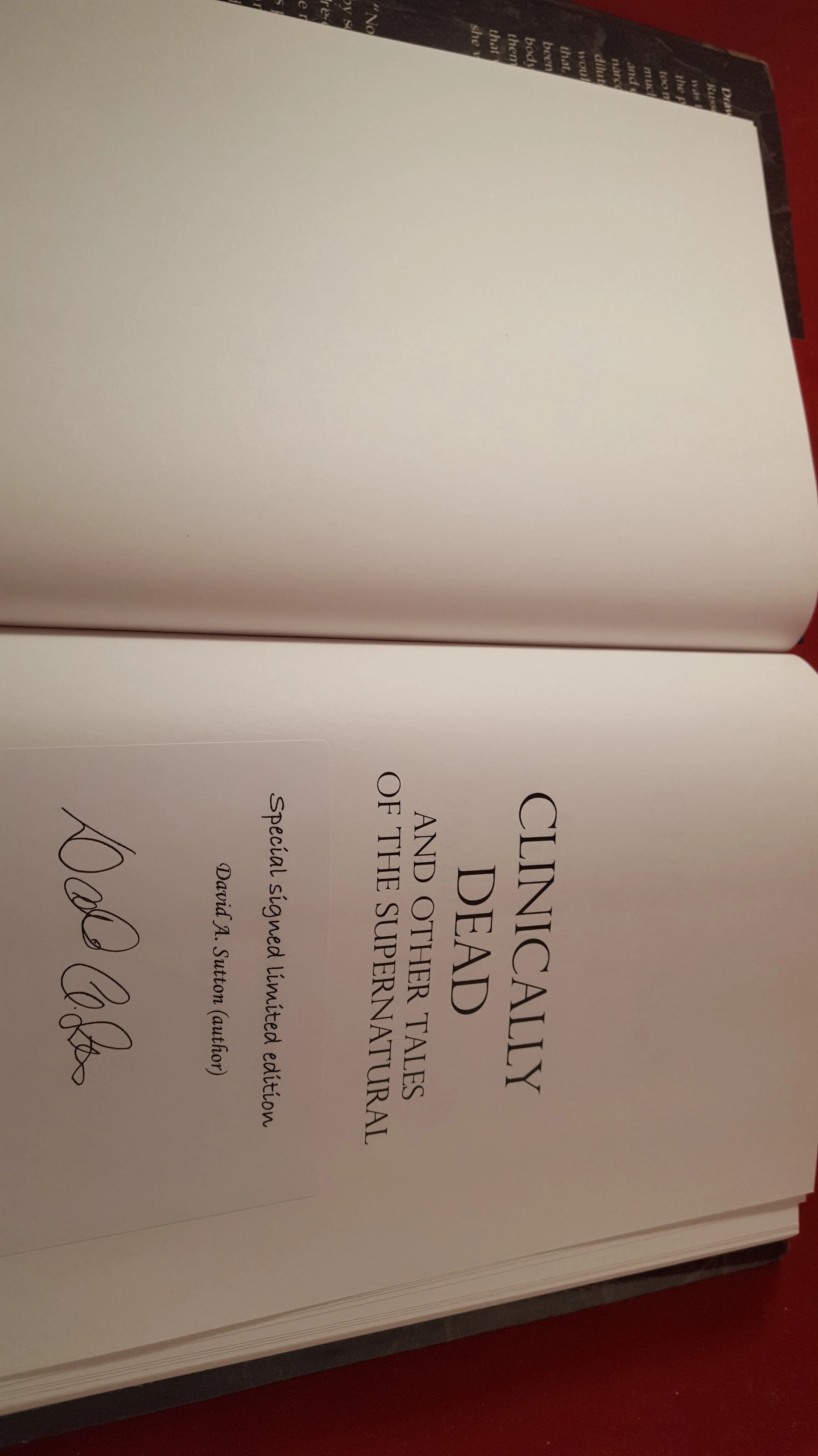 David A. Sutton - Clinically Dead And Other Tales of the Supernatural, Crowswing Books 2006 limited 1st Edition