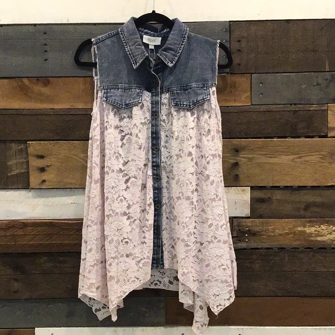 Denim & Lace Vest