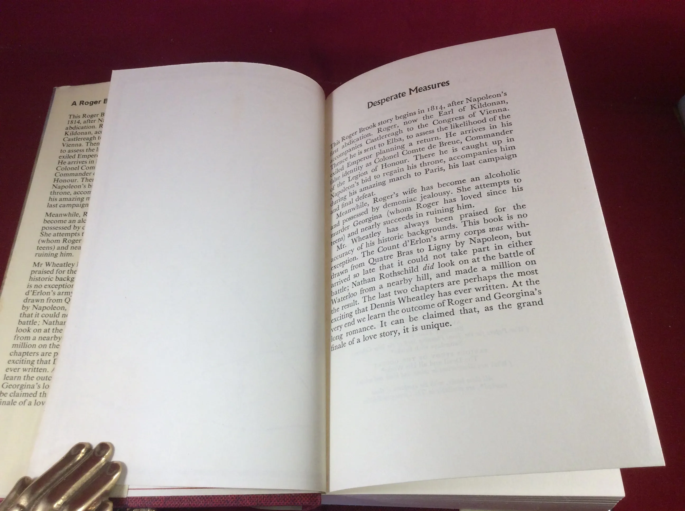 Dennis Wheatley, Desperate Measures, Hutchinson, 1974, First Edition, Signed and Inscribed.