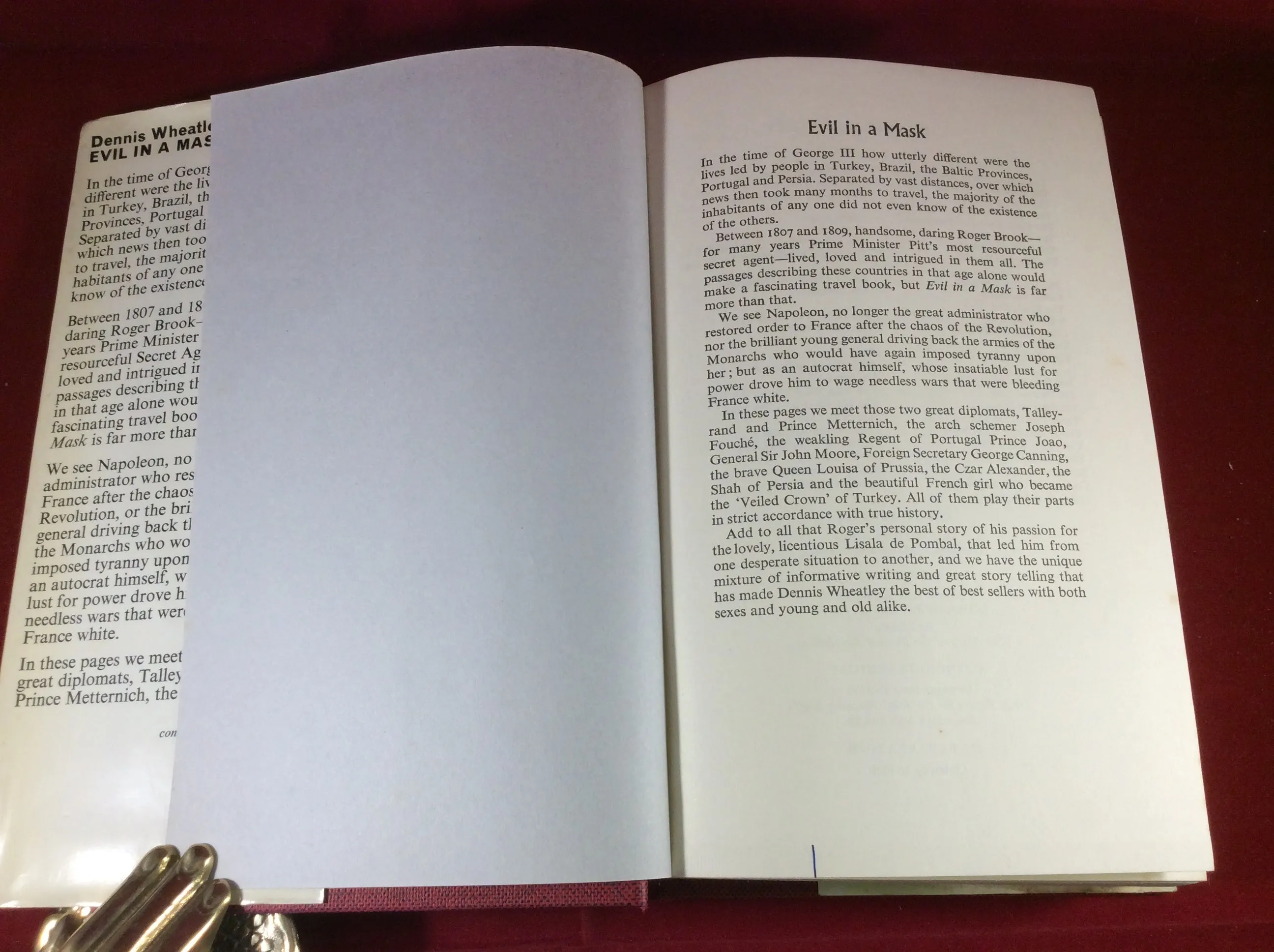 Dennis Wheatley, Evil in a Mask, Hutchinson, 1969, First Edition, Signed and Inscribed.
