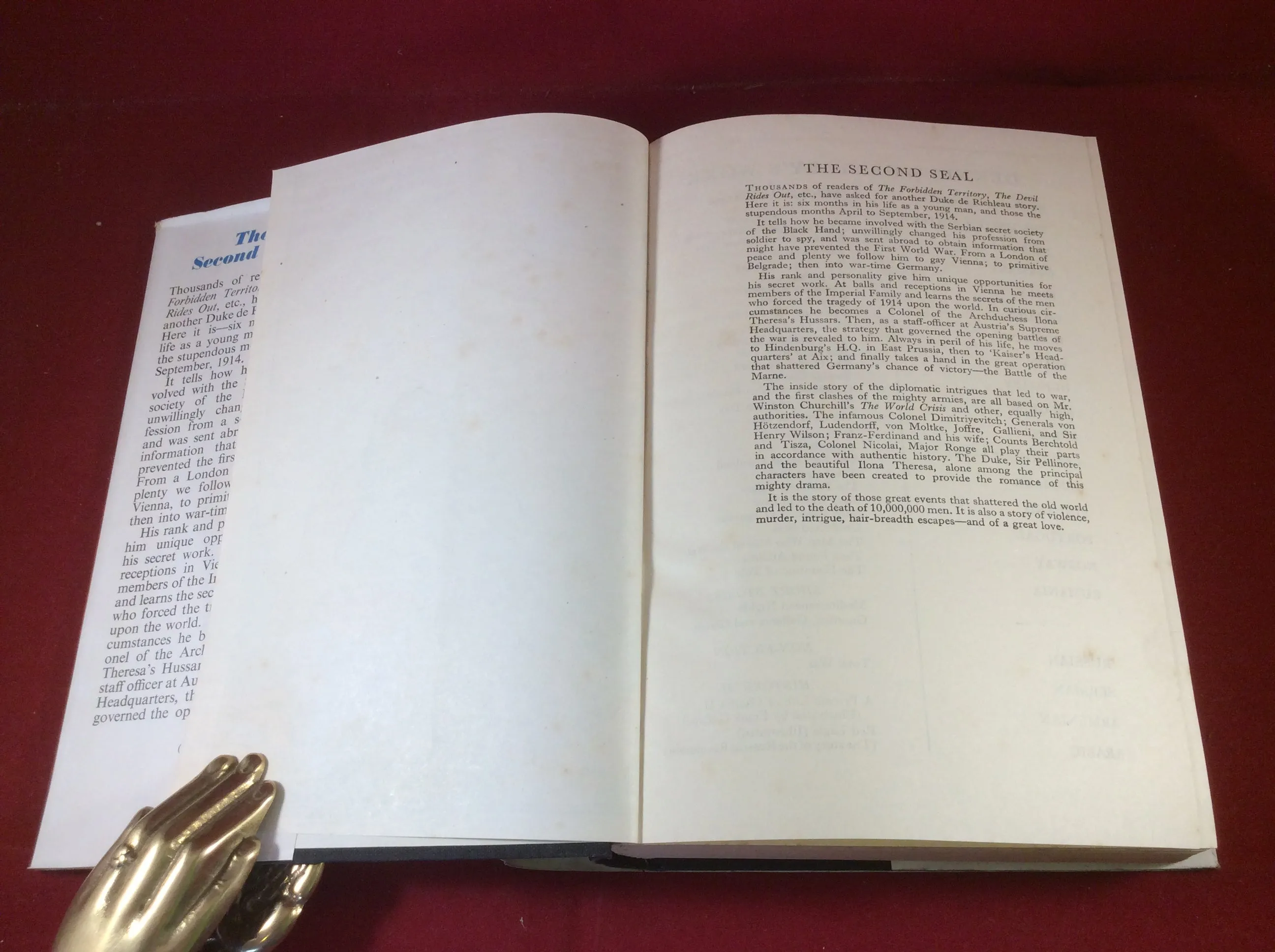 Dennis Wheatley, The Second Seal, Hutchinson, 1950, First Edition, Signed and Inscribed.