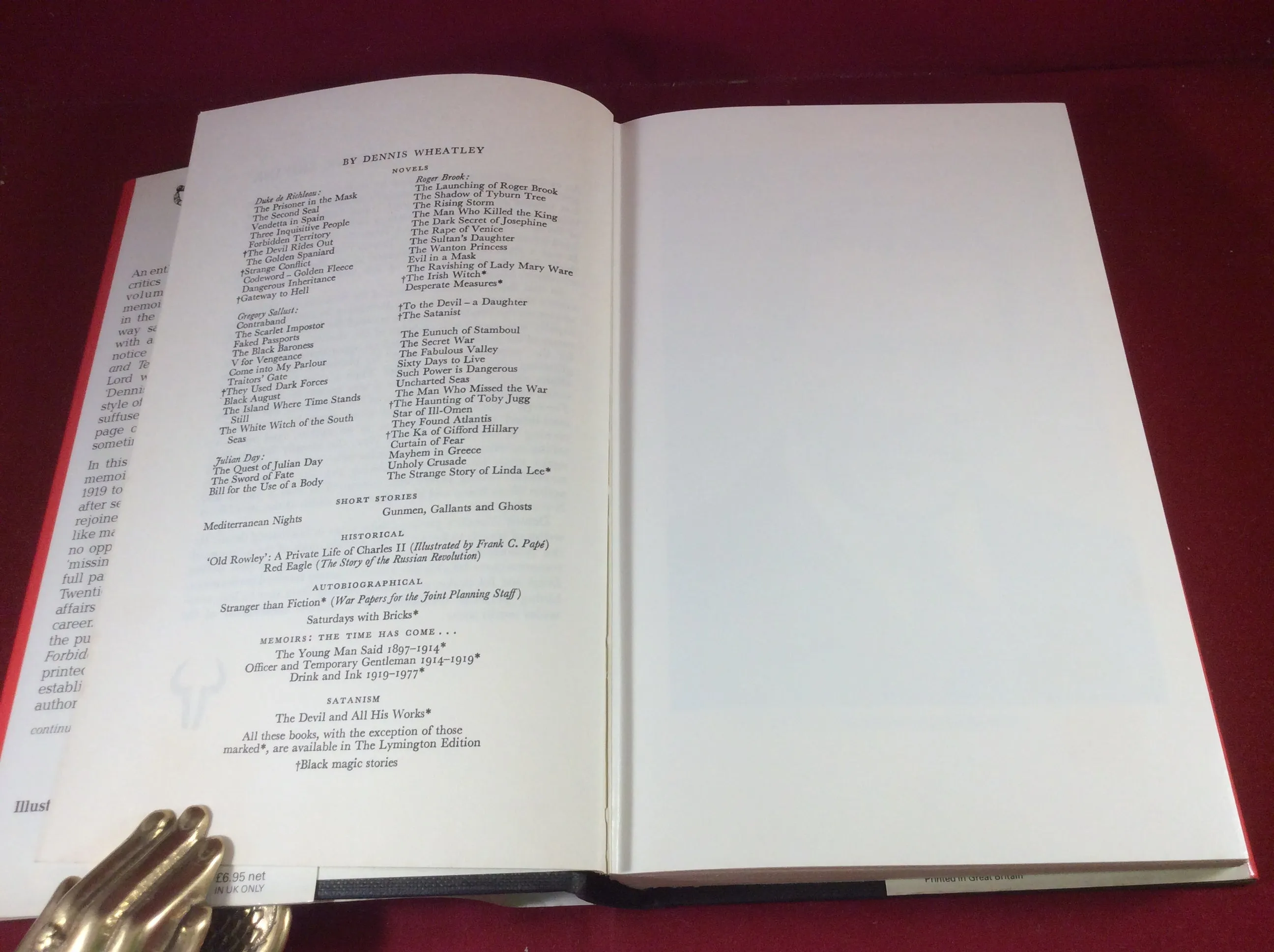 Dennis Wheatley, The Time Has Come...The Memoirs of Dennis Wheatley, Drink and Ink 1919-1977, Hutchinson, 1979, First Edition, Includes letter from Dennis Wheatley.
