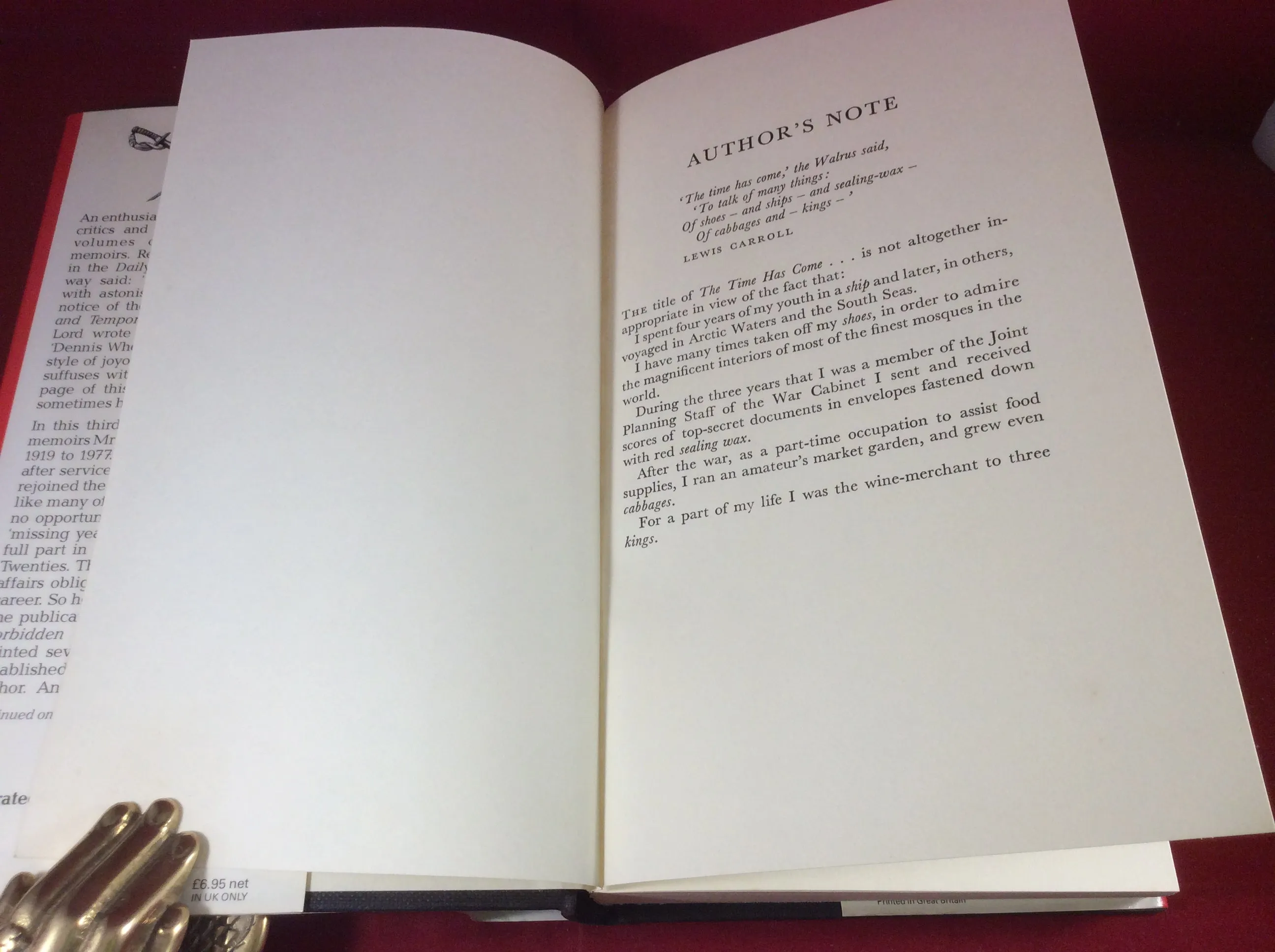 Dennis Wheatley, The Time Has Come...The Memoirs of Dennis Wheatley, Drink and Ink 1919-1977, Hutchinson, 1979, First Edition, Includes letter from Dennis Wheatley.
