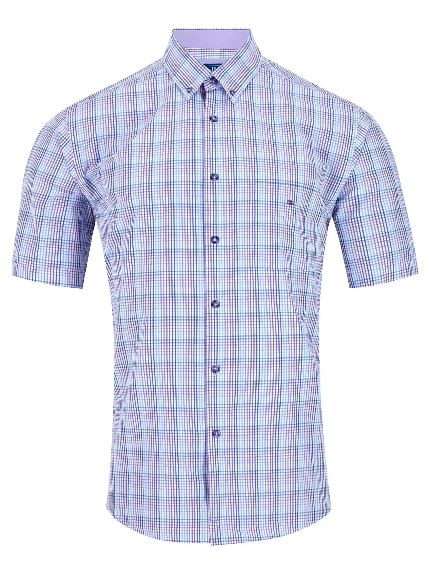 DG's Drifter Mens Short Sleeve Check Shirt 14607SS-73 Lilac