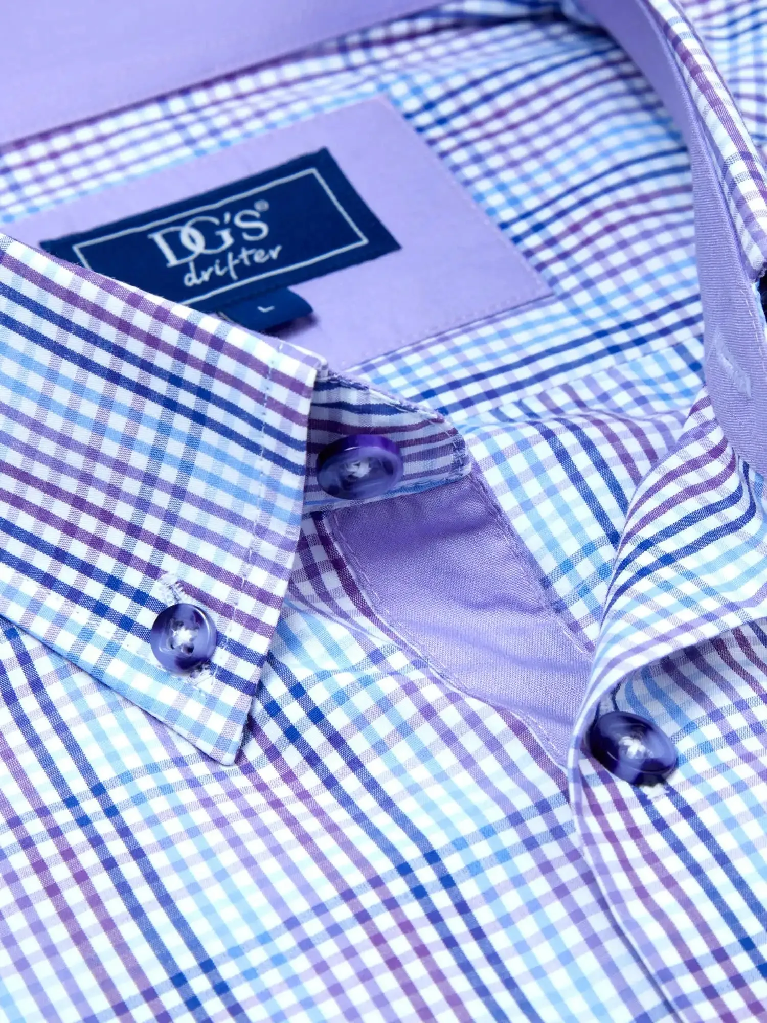DG's Drifter Mens Short Sleeve Check Shirt 14607SS-73 Lilac