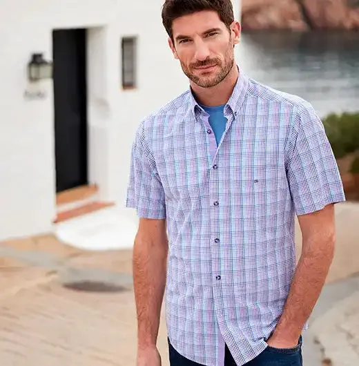 DG's Drifter Mens Short Sleeve Check Shirt 14607SS-73 Lilac