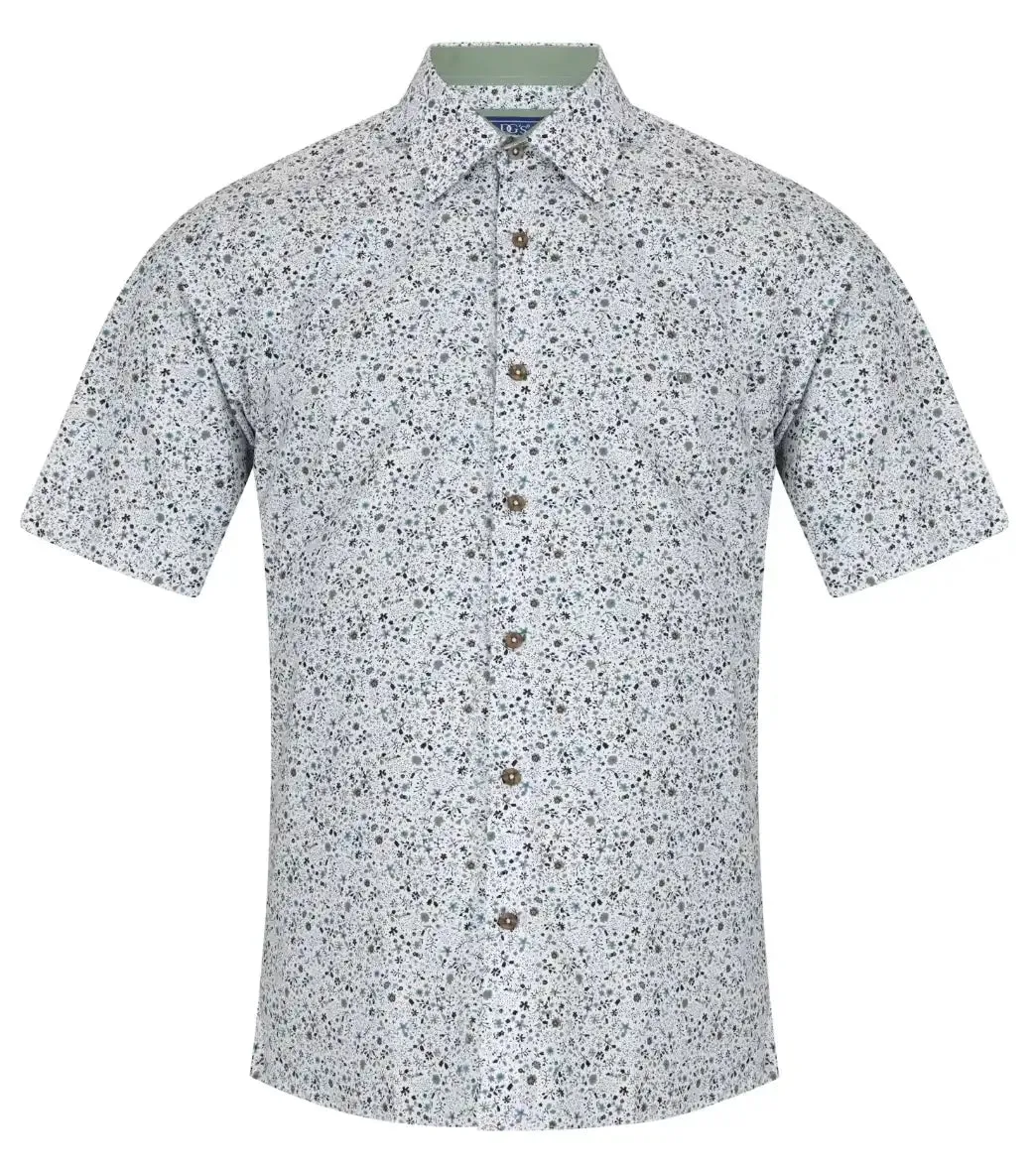 DG's Drifter Mens Short Sleeve Shirt Floral Light Green