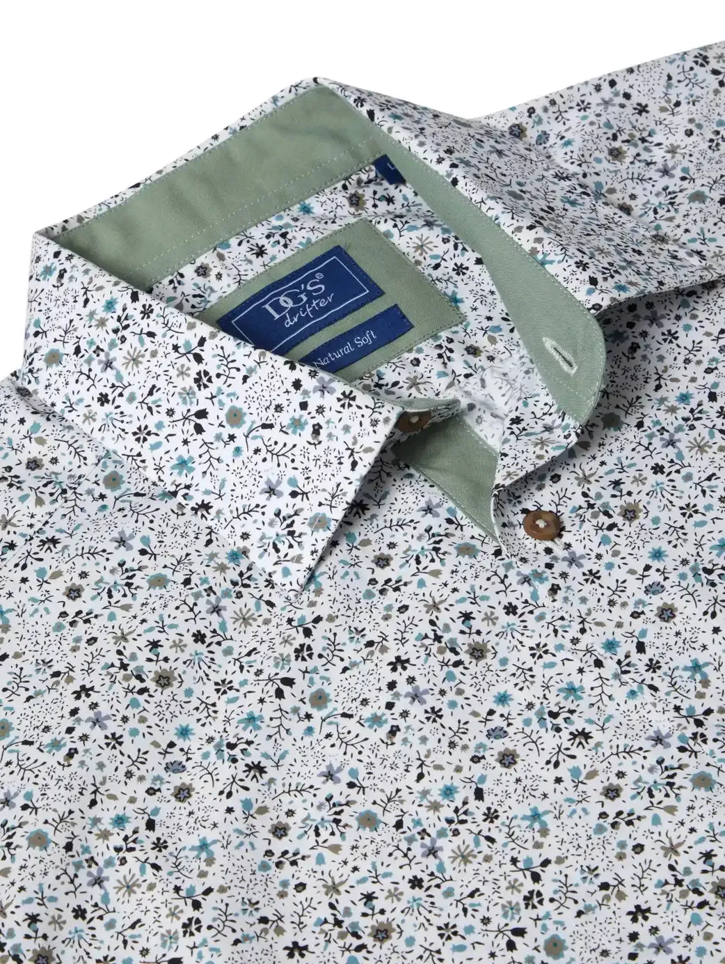 DG's Drifter Mens Short Sleeve Shirt Floral Light Green