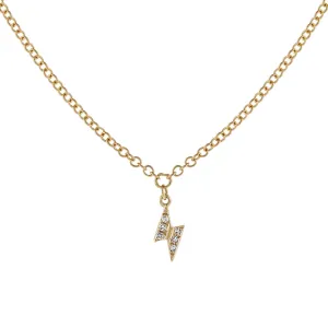 Diamond Tiny Lightning Bolt Necklace 14K