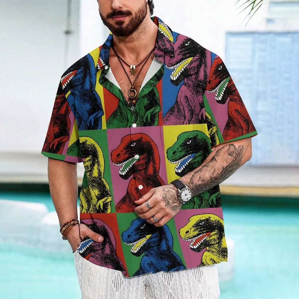 Dinosaur Casual Chest Pocket Short Sleeved Shirt 2310000192