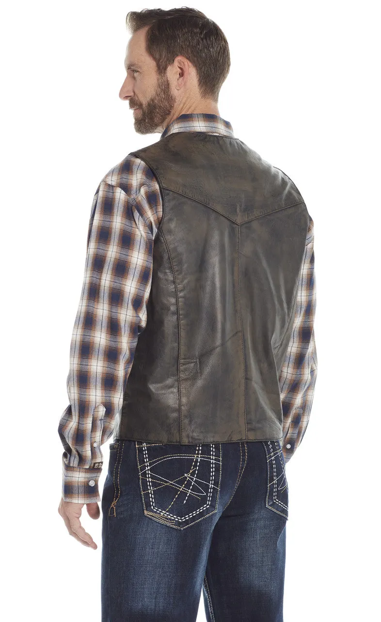 Distressed Brown Lamb Western Vest CLOSEOUT