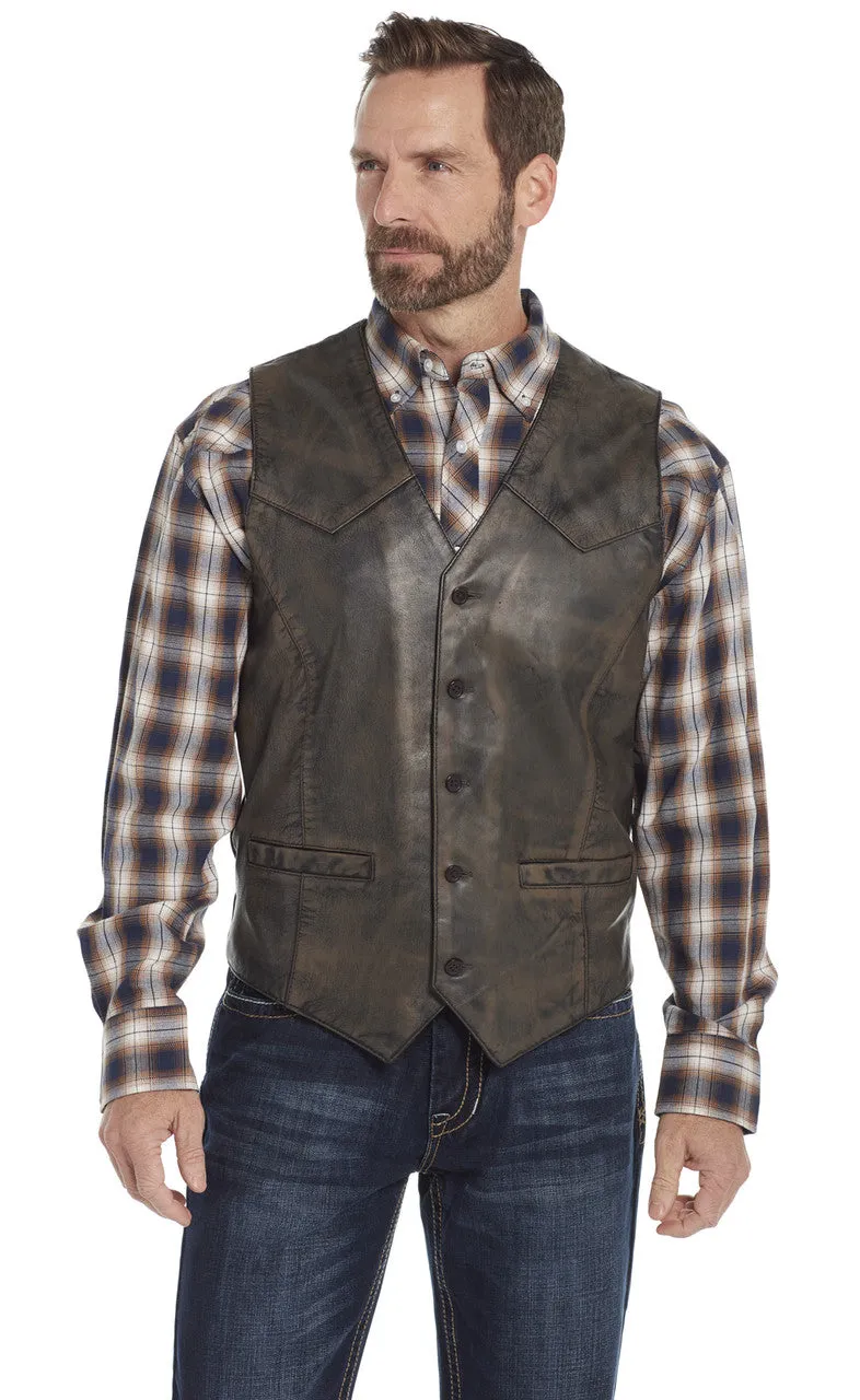Distressed Brown Lamb Western Vest CLOSEOUT