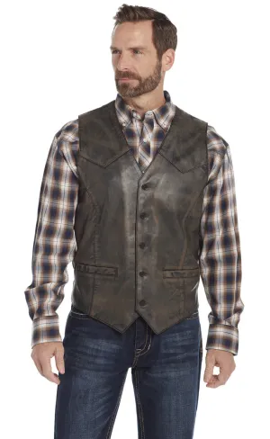 Distressed Brown Lamb Western Vest CLOSEOUT