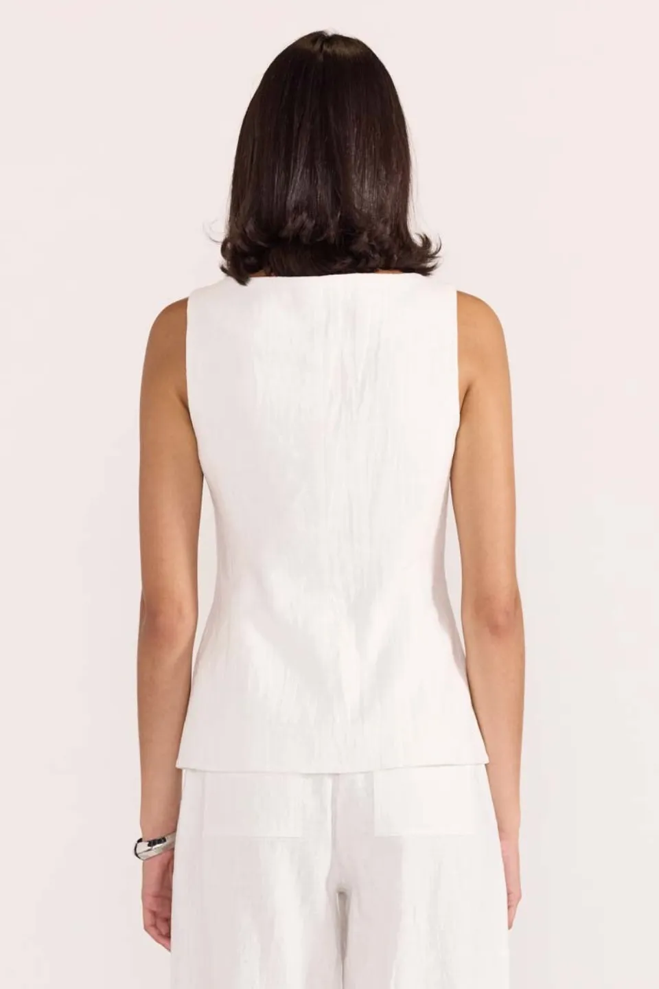Eden White Silver Button Vest