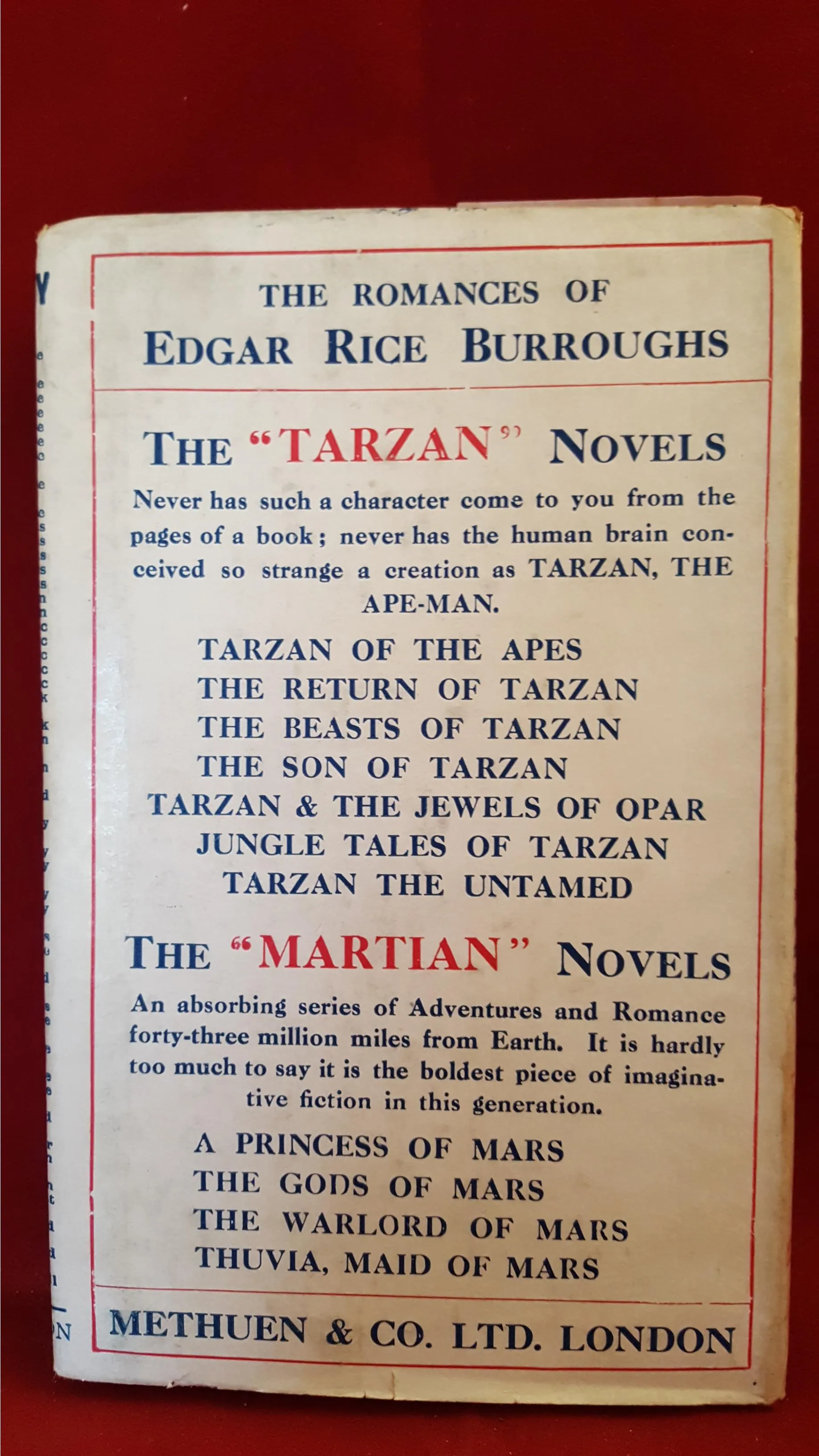 Edgar Rice Burroughs - The Warlord Of Mars, Methuen & Co, 1921