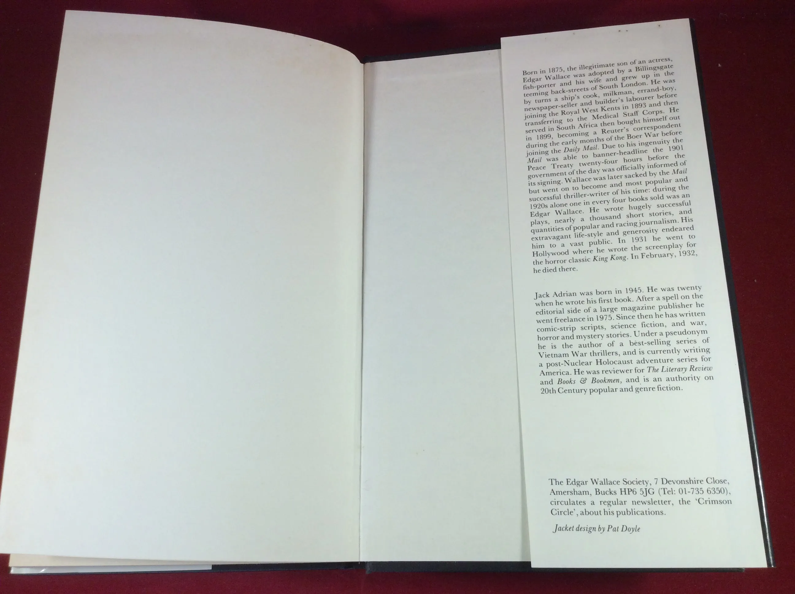 Edgar Wallace - The Death Room, William Kimber, 1986, First Edition, Signed and Inscribed.