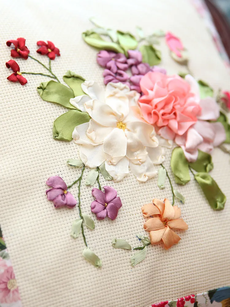 Embroidery DIY Kit Pillow Quilt Ribbon three-dimensional Office Sofa Car Cushion