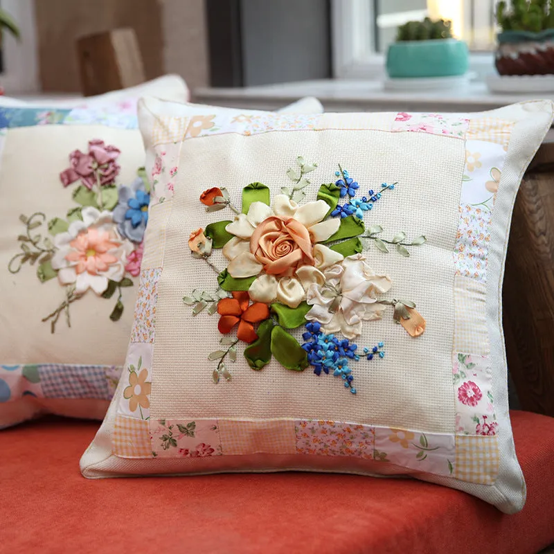 Embroidery DIY Kit Pillow Quilt Ribbon three-dimensional Office Sofa Car Cushion