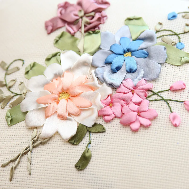 Embroidery DIY Kit Pillow Quilt Ribbon three-dimensional Office Sofa Car Cushion