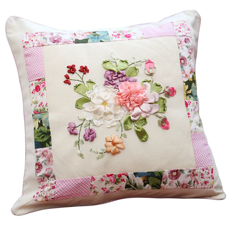 Embroidery DIY Kit Pillow Quilt Ribbon three-dimensional Office Sofa Car Cushion